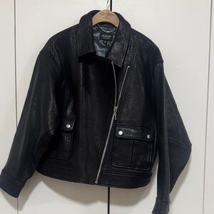 J. Crew Women's oversized Black Leather Jacket